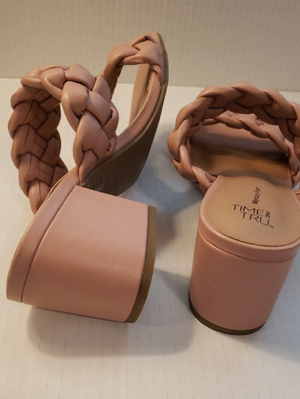 Time and Tru Braided Double-Strap Slide Sandals in Blush - Picture 3 of 6